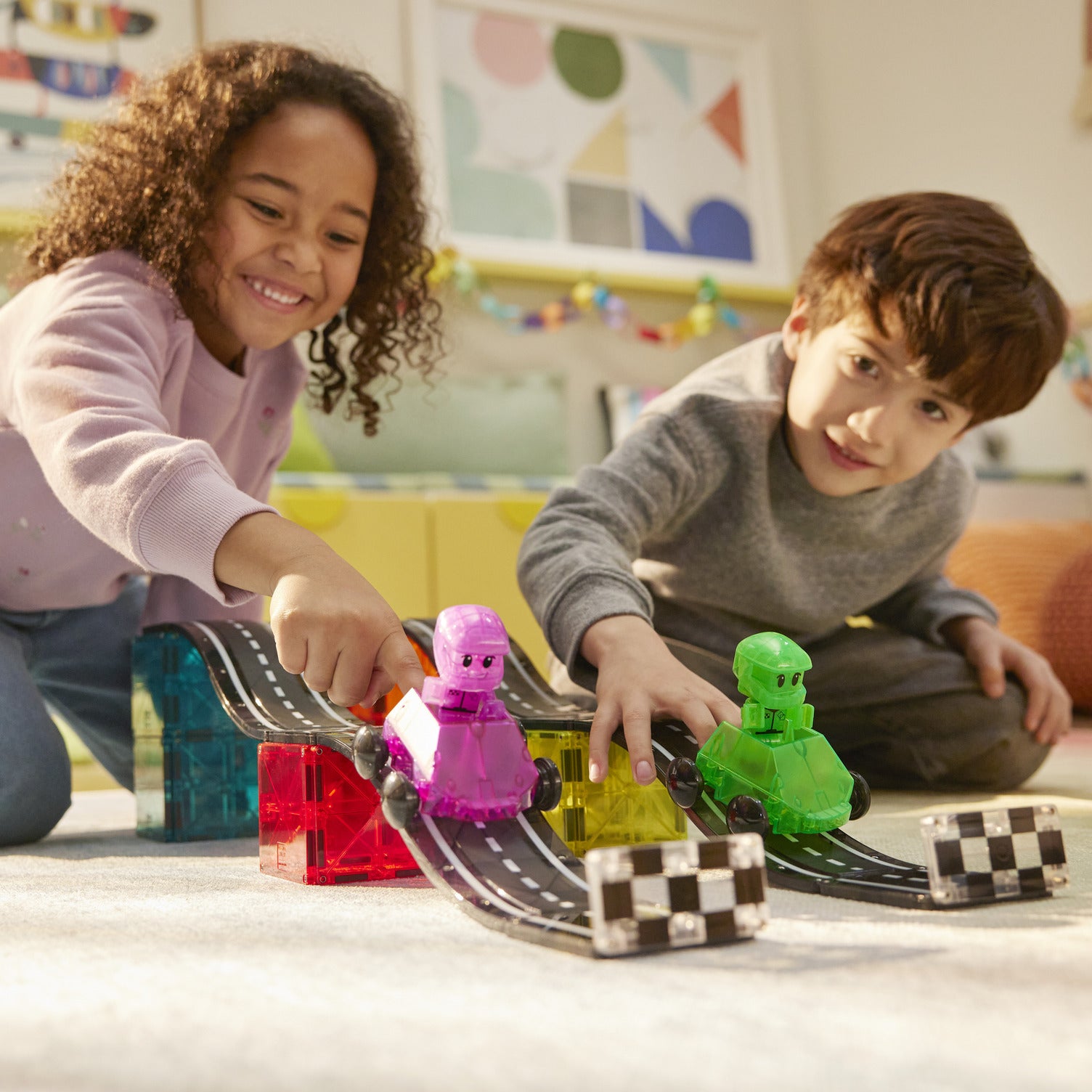 magna-tiles-downhill-duo-40-teiliges-rennbahn-magnetbauset image 7