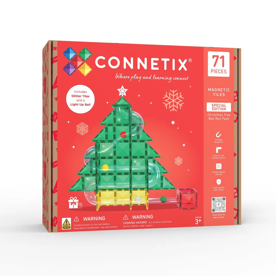 connetix-magnetfliesen-special-edition-christbaumkugelbahn-71-teilig image 1