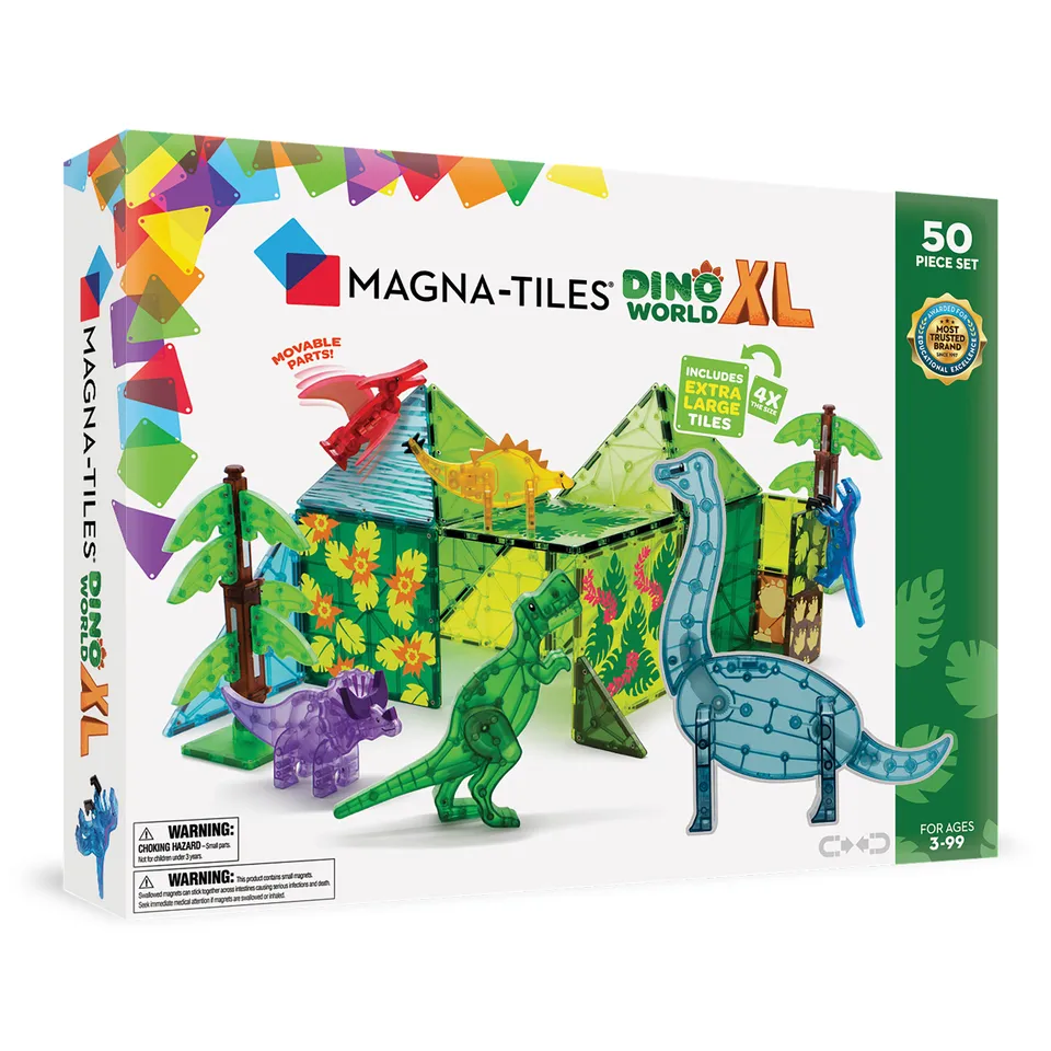magna-tiles-dino-world-xl-50-teiliges-dinosaurier-magnet-bauset image 1