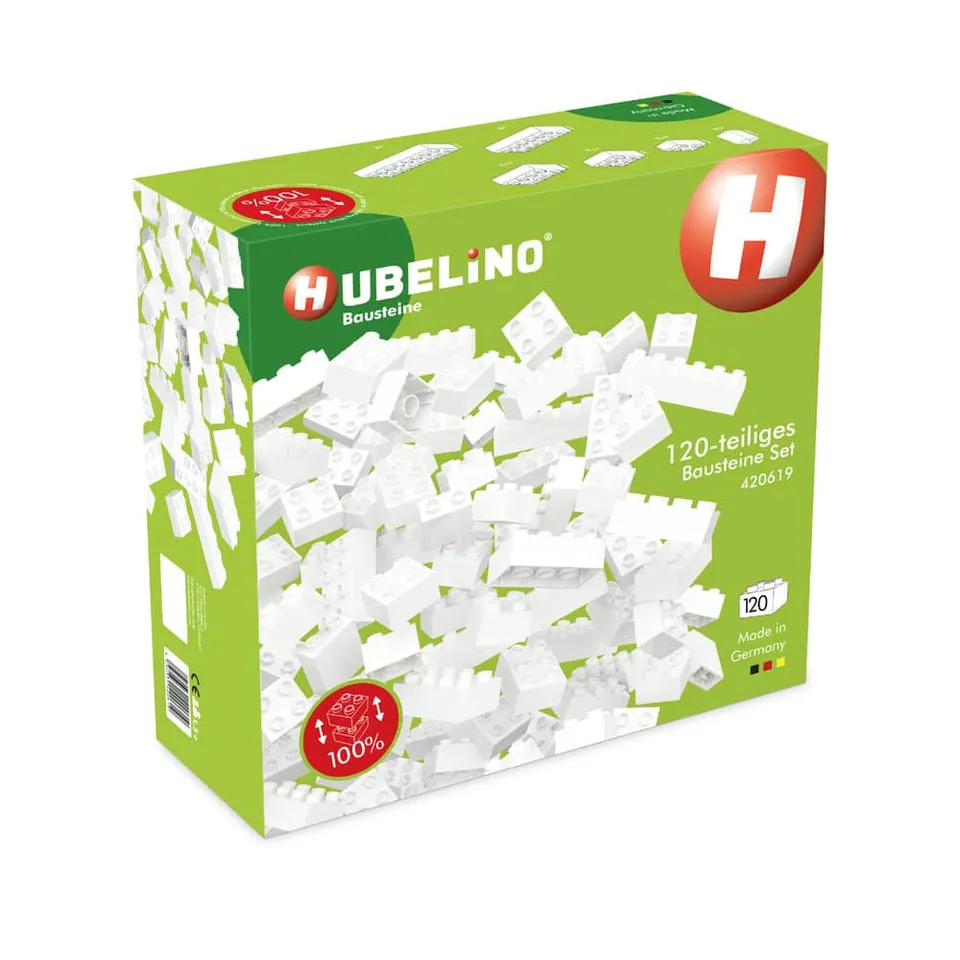 hubelino-wei-e-bausteine-120-teile-bau-und-kugelbahn-set image 1