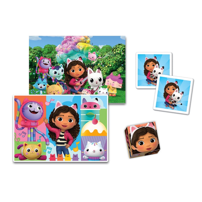 clementoni-edukit-4-in-1-gabby-s-dollhouse-puzzle-und-memo-spieleset image 2