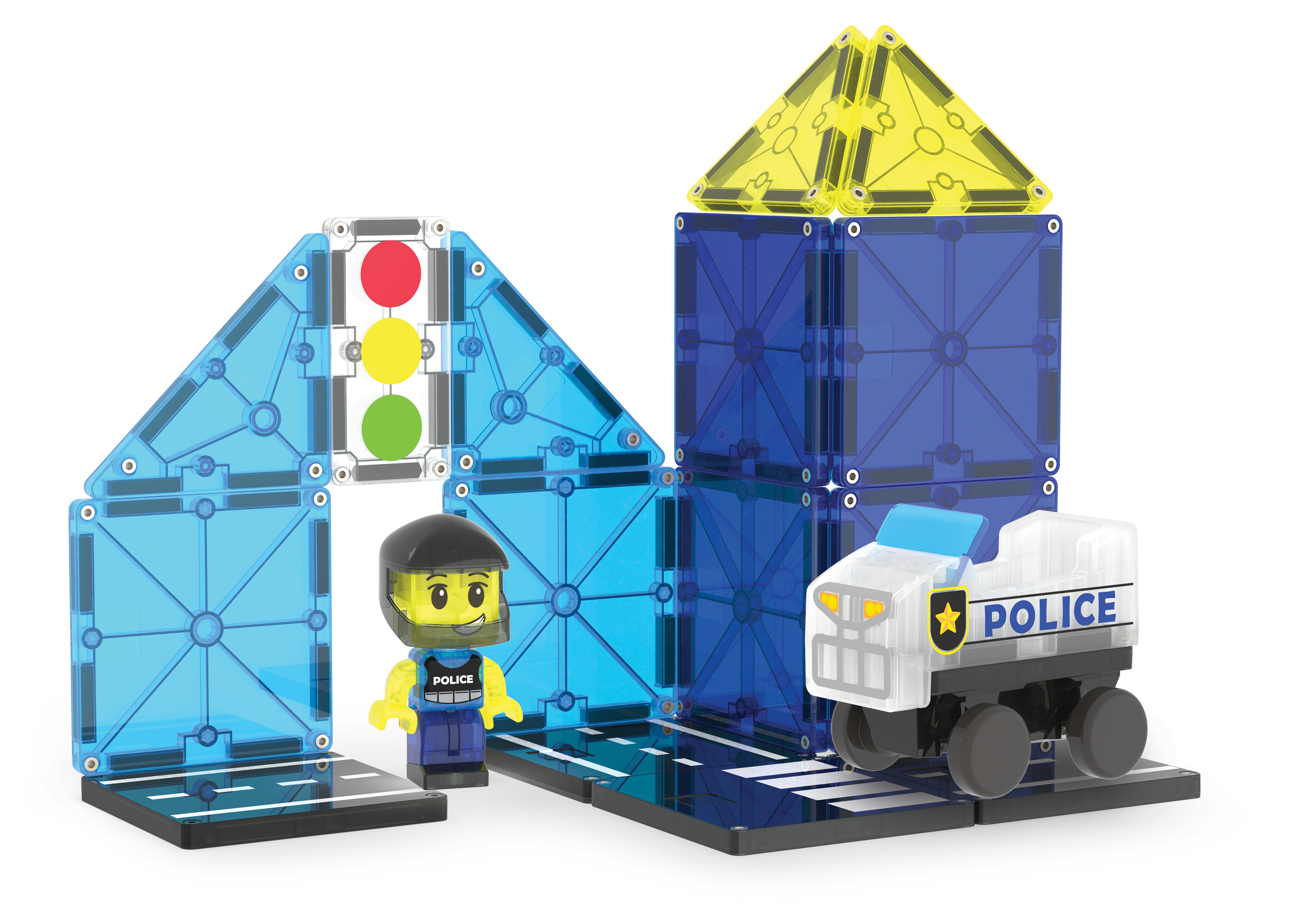 magna-tiles-police-patrol-20-teile-set-magnetisches-polizeiauto-bauset image 4