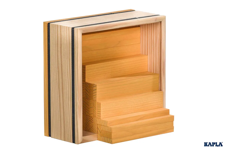 kapla-set-mit-40-gelben-baukl-tzen-holz-baukasten image 1