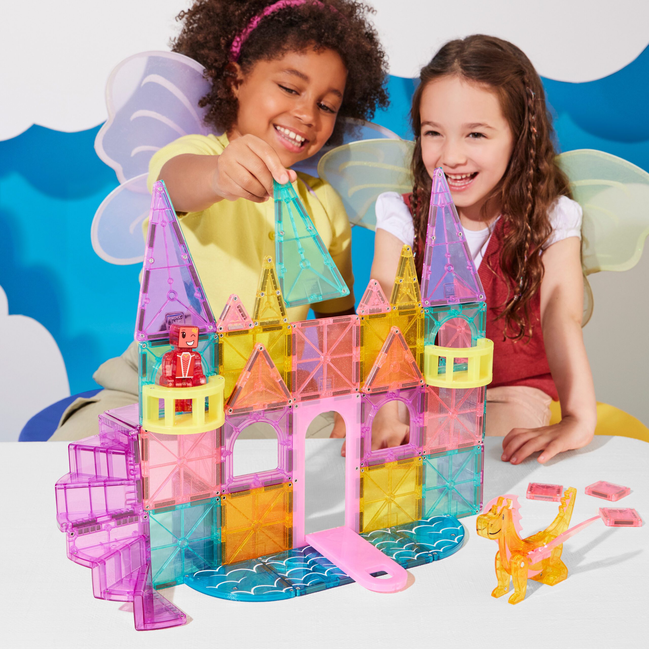 magna-tiles-castle-deluxe-48-teile-set-magnet-burgeset-mit-drache image 2