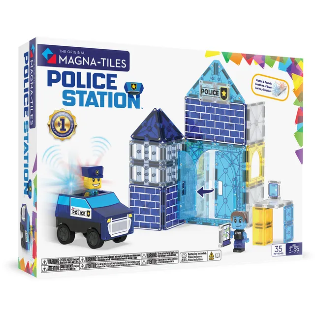 magna-tiles-police-station-35-teiliges-set-magnetisches-fahrzeug-konstruktionssp image 1