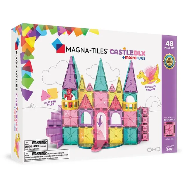 magna-tiles-castle-deluxe-48-teile-set-magnet-burgeset-mit-drache image 1