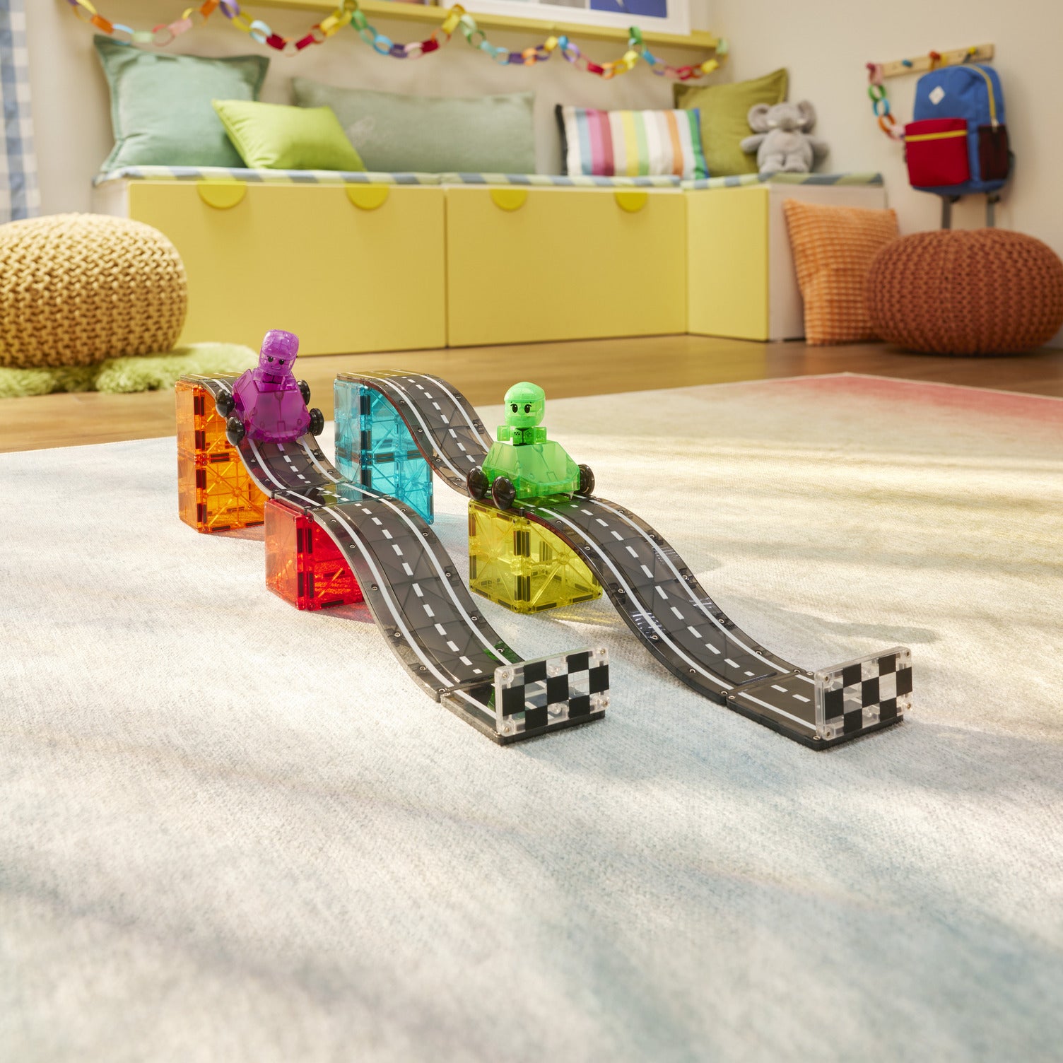 magna-tiles-downhill-duo-40-teiliges-rennbahn-magnetbauset image 2