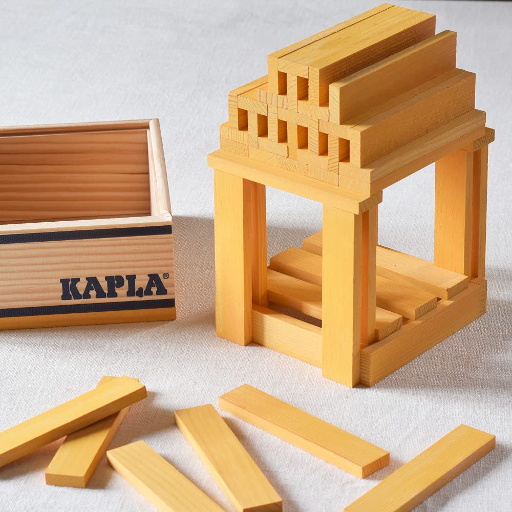 kapla-set-mit-40-gelben-baukl-tzen-holz-baukasten image 4