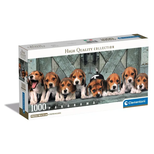 clementoni-puzzle-beagles-1000-teile-panorama-98-x-33-cm image 1