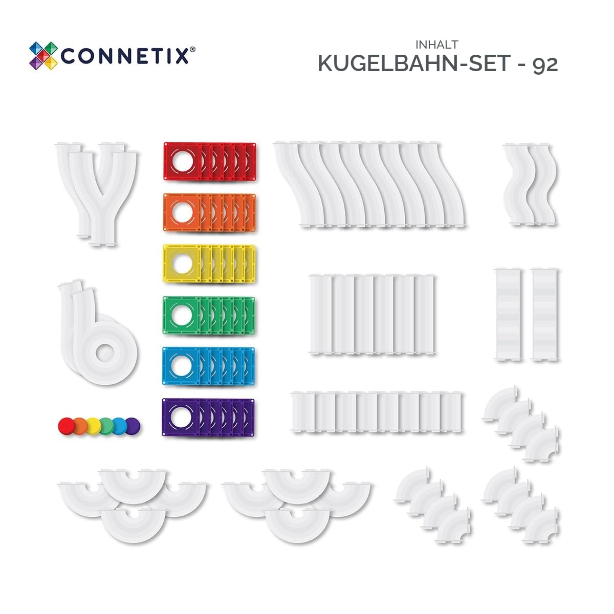 connetix-magnetbausteine-regenbogen-ball-run-pack-92-st-ck-mit-kugelbahn-r-hren image 6