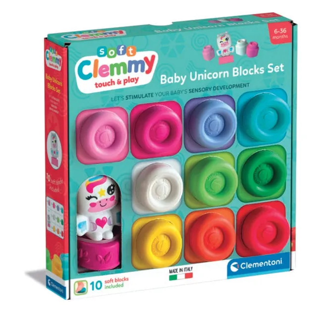 clementoni-clemmy-tryme-box-bausteine-einhorn-10-weiche-bausteine-f-r-babys-ab-6 image 1