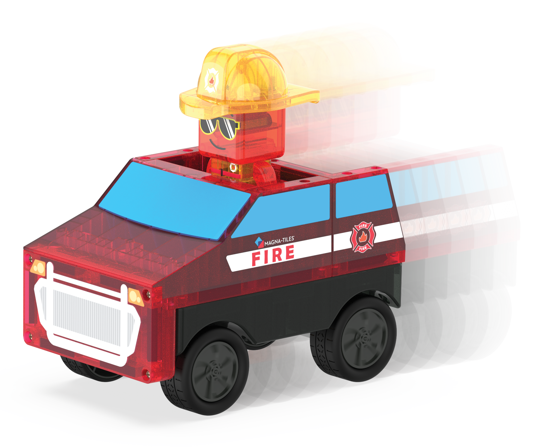 magna-tiles-fire-rescue-27-teiliges-feuerwehr-set-mit-r-ckziehauto image 7