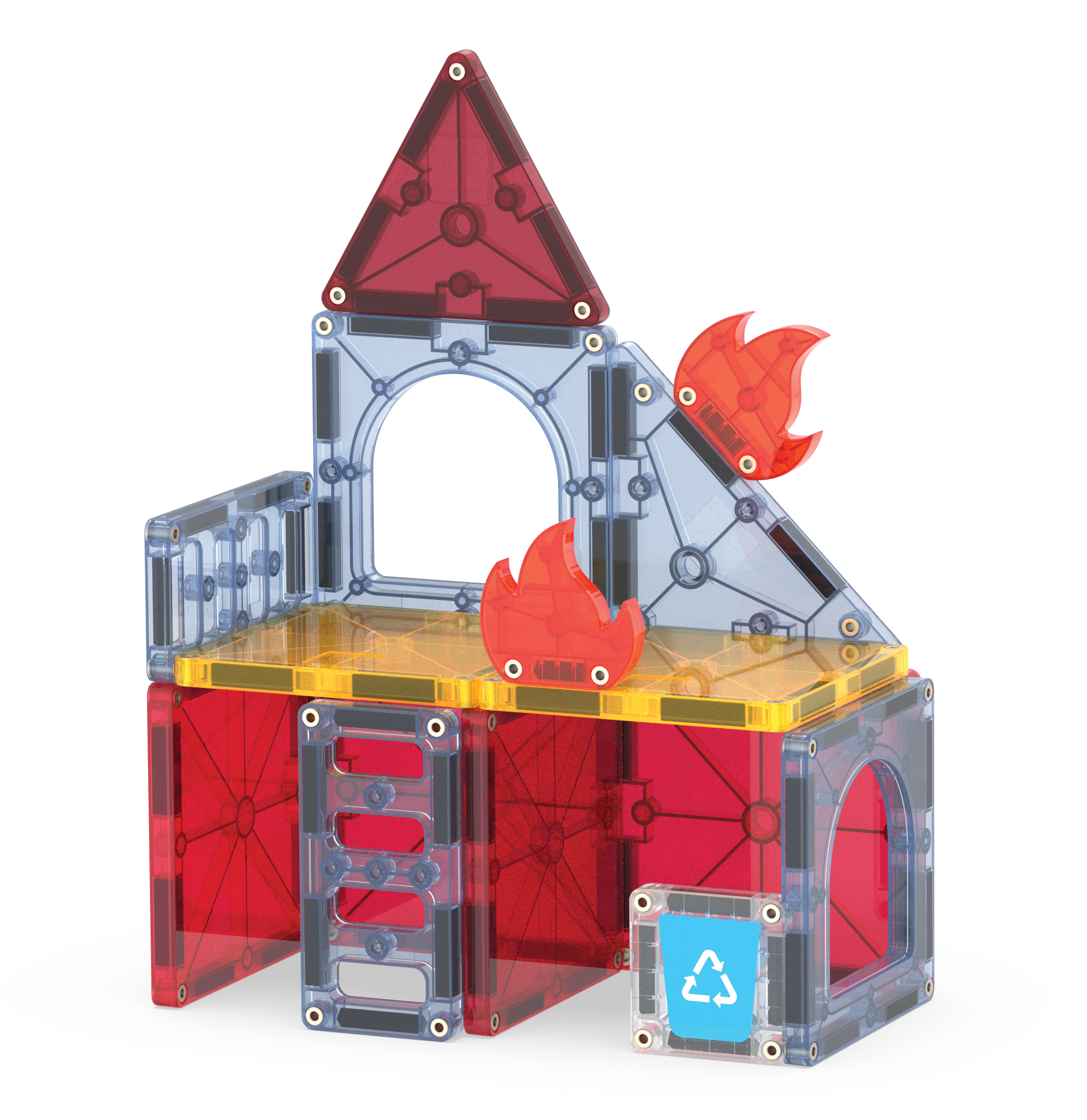 magna-tiles-fire-rescue-27-teiliges-feuerwehr-set-mit-r-ckziehauto image 5