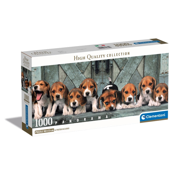 clementoni-puzzle-beagles-1000-teile-panorama-98-x-33-cm image 1