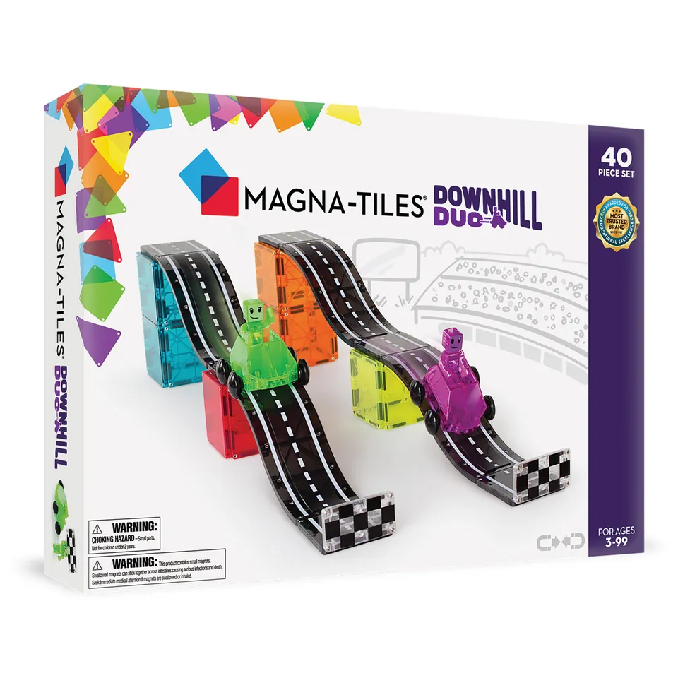magna-tiles-downhill-duo-40-teiliges-rennbahn-magnetbauset image 1