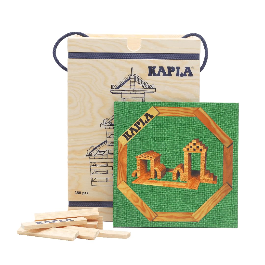 kapla-holzbaukasten-280-steine-in-holzkiste-mit-kunstbuch-natur-ab-2-jahren image 1