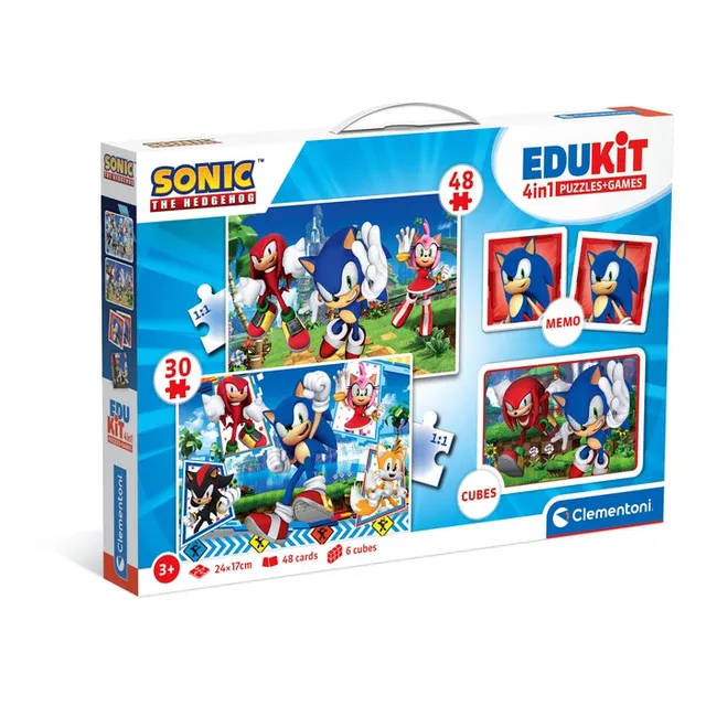 clementoni-edukit-4-in-1-sonic-lernspiel-set-puzzle-memo image 1
