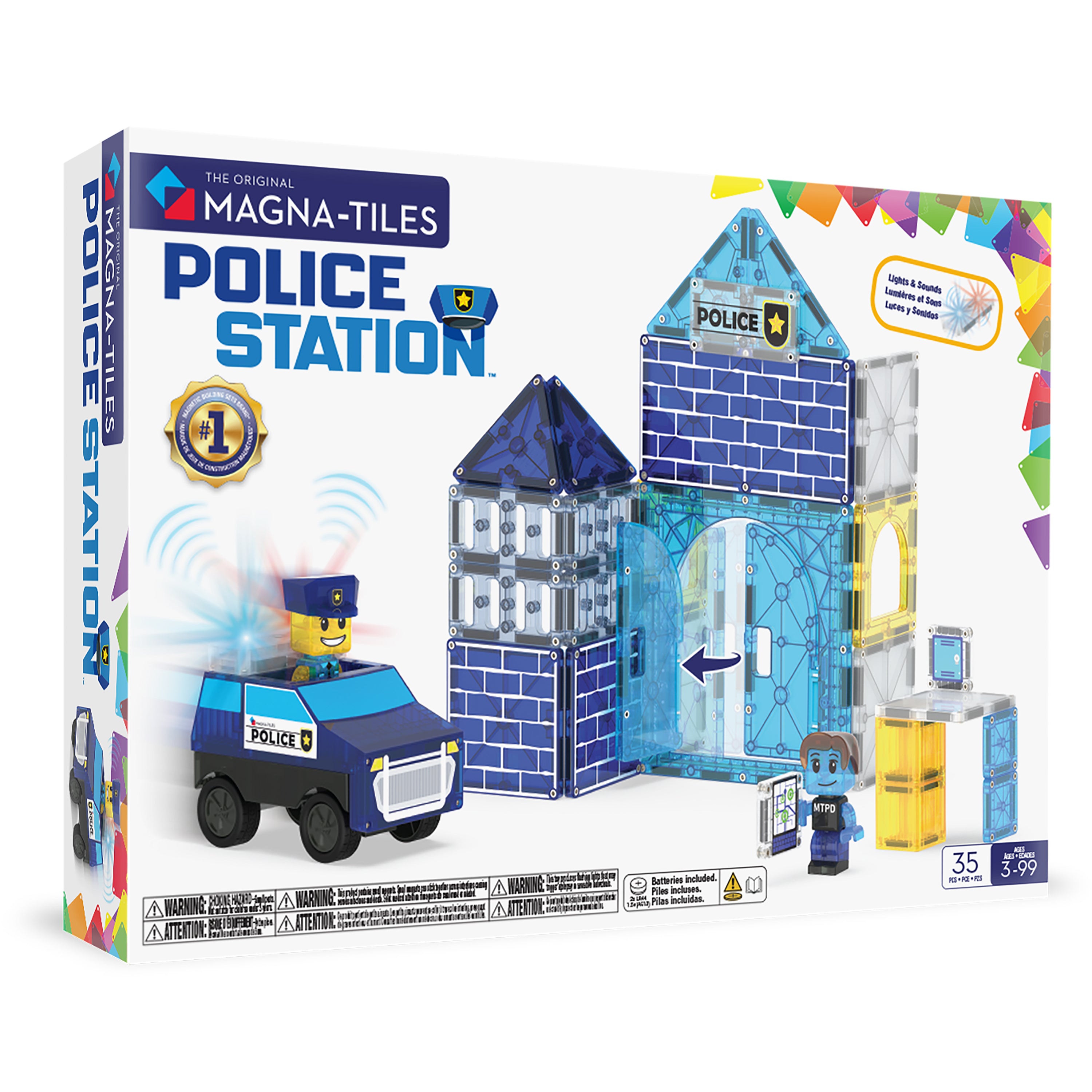 magna-tiles-police-station-35-teiliges-set-magnetisches-fahrzeug-konstruktionssp image 1