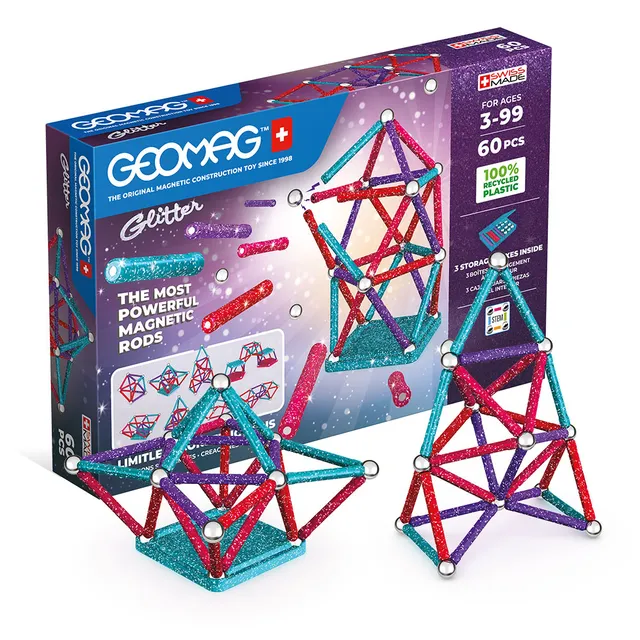 geomag-classic-glitter-recycled-60-teile-magnetbauset image 1