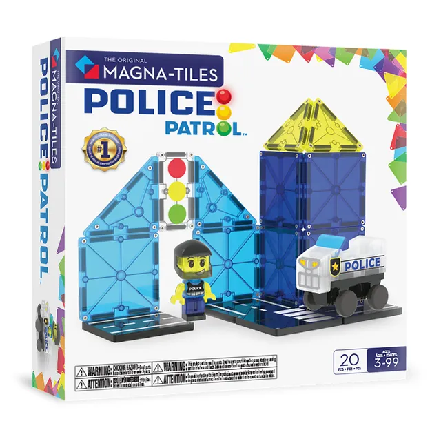 magna-tiles-police-patrol-20-teile-set-magnetisches-polizeiauto-bauset image 1