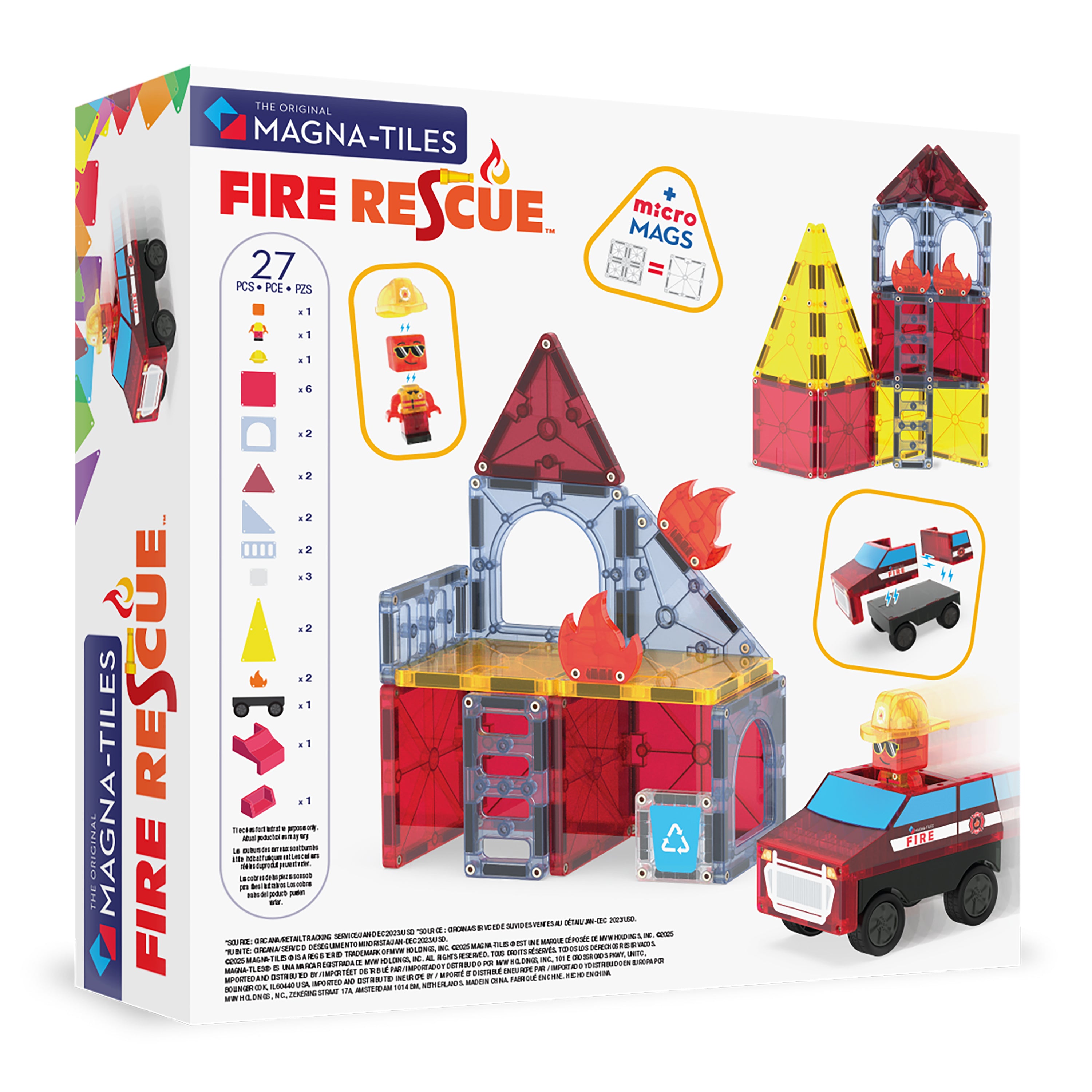 magna-tiles-fire-rescue-27-teiliges-feuerwehr-set-mit-r-ckziehauto image 8
