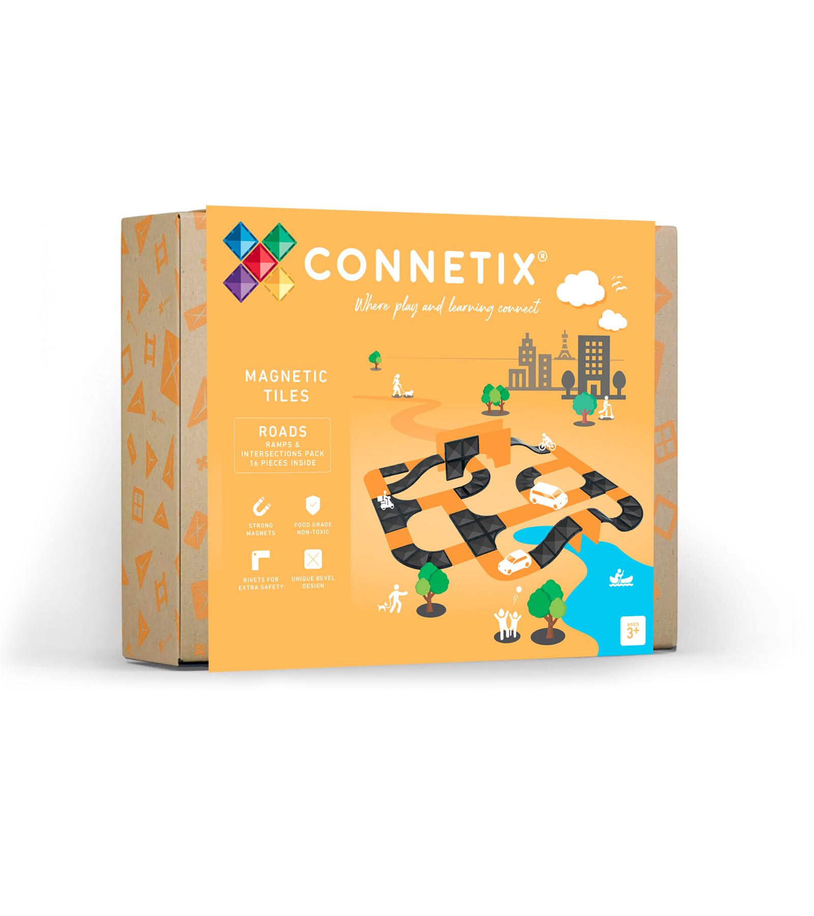 connetix-stra-en-rampen-und-kreuzungspaket-magnetbausteine-16-st-ck-schwarz image 1