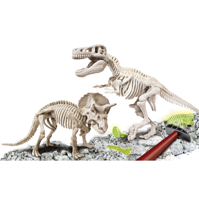 clementoni-ausgrabungs-set-t-rex-triceratops-2-leuchtende-dinosaurier-skelette-z image 2