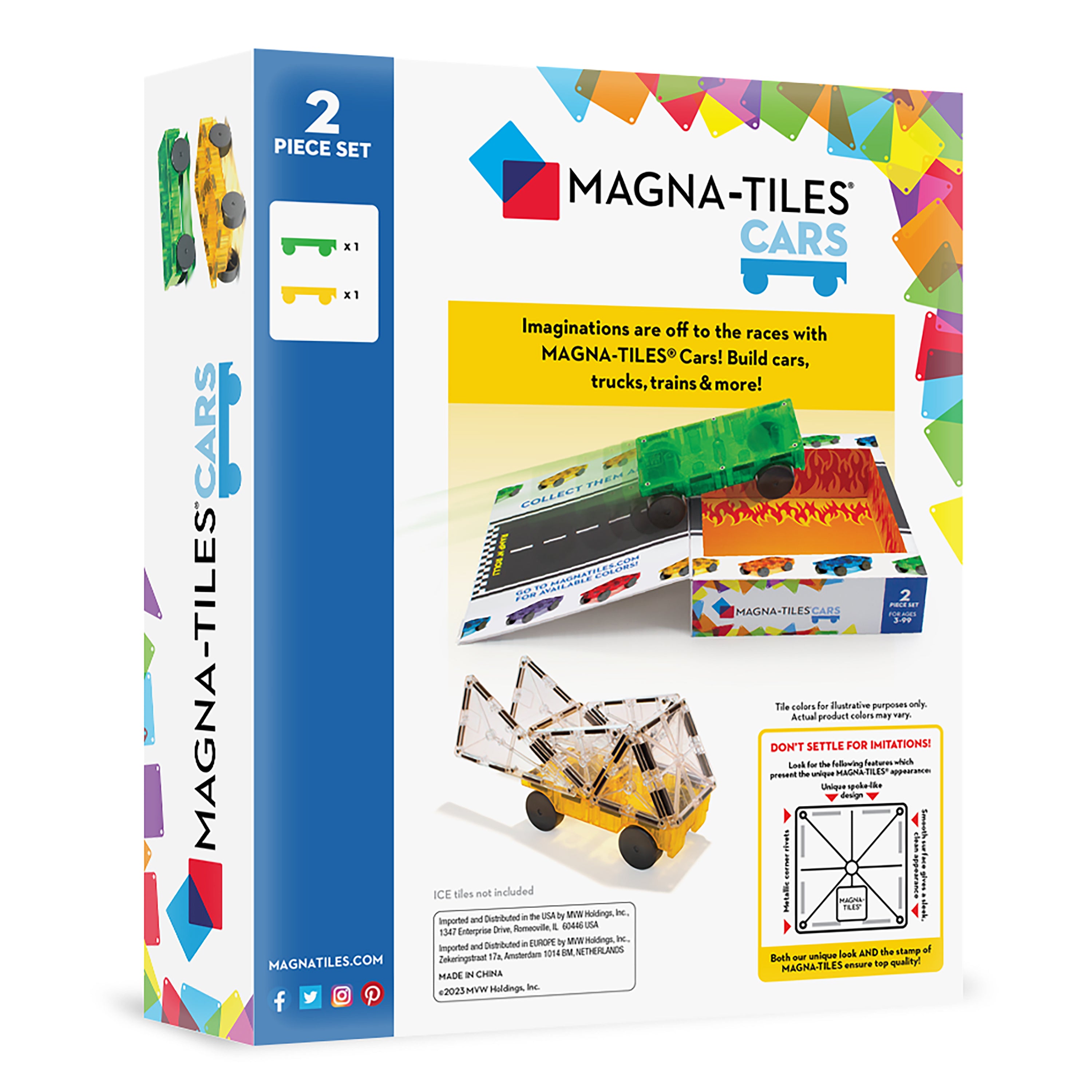 magna-tiles-cars-2-teile-erweiterungsset-magnet-chassis-gr-n-gelb image 3