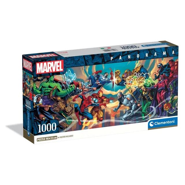 clementoni-puzzle-marvel-heroes-vs-villa-1000-teile-panorama image 1