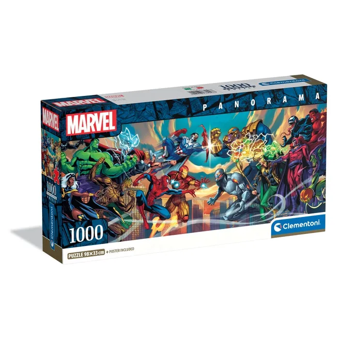 clementoni-puzzle-marvel-heroes-vs-villa-1000-teile-panorama image 1