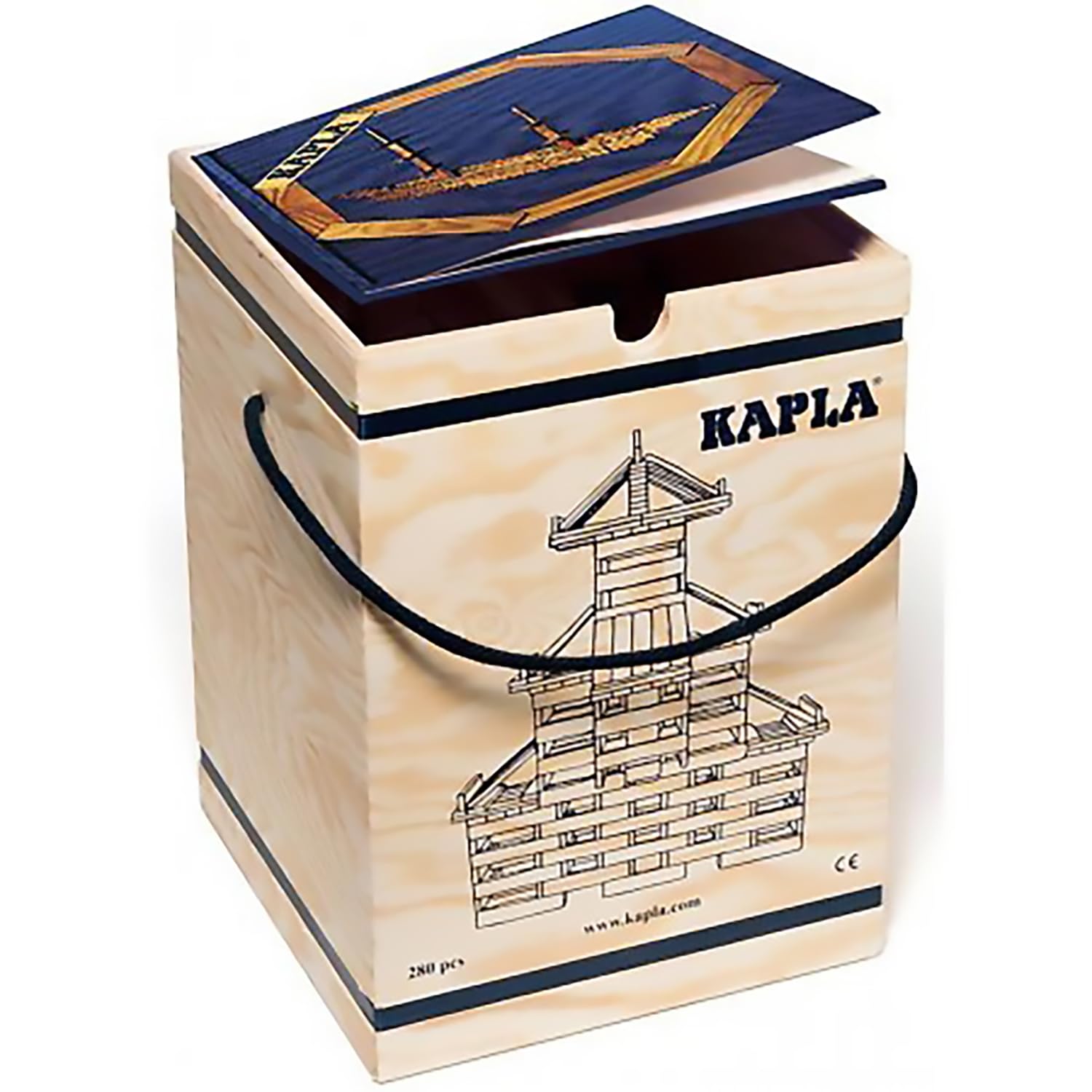 kapla-280-teiliges-blockset-mit-blauem-advanced-architecture-buch-holzkiste image 1