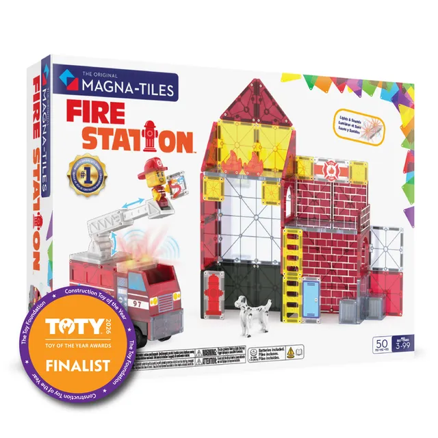 magna-tiles-fire-station-50-teiliges-set-magnetisches-rettungs-konstruktionsspie image 1