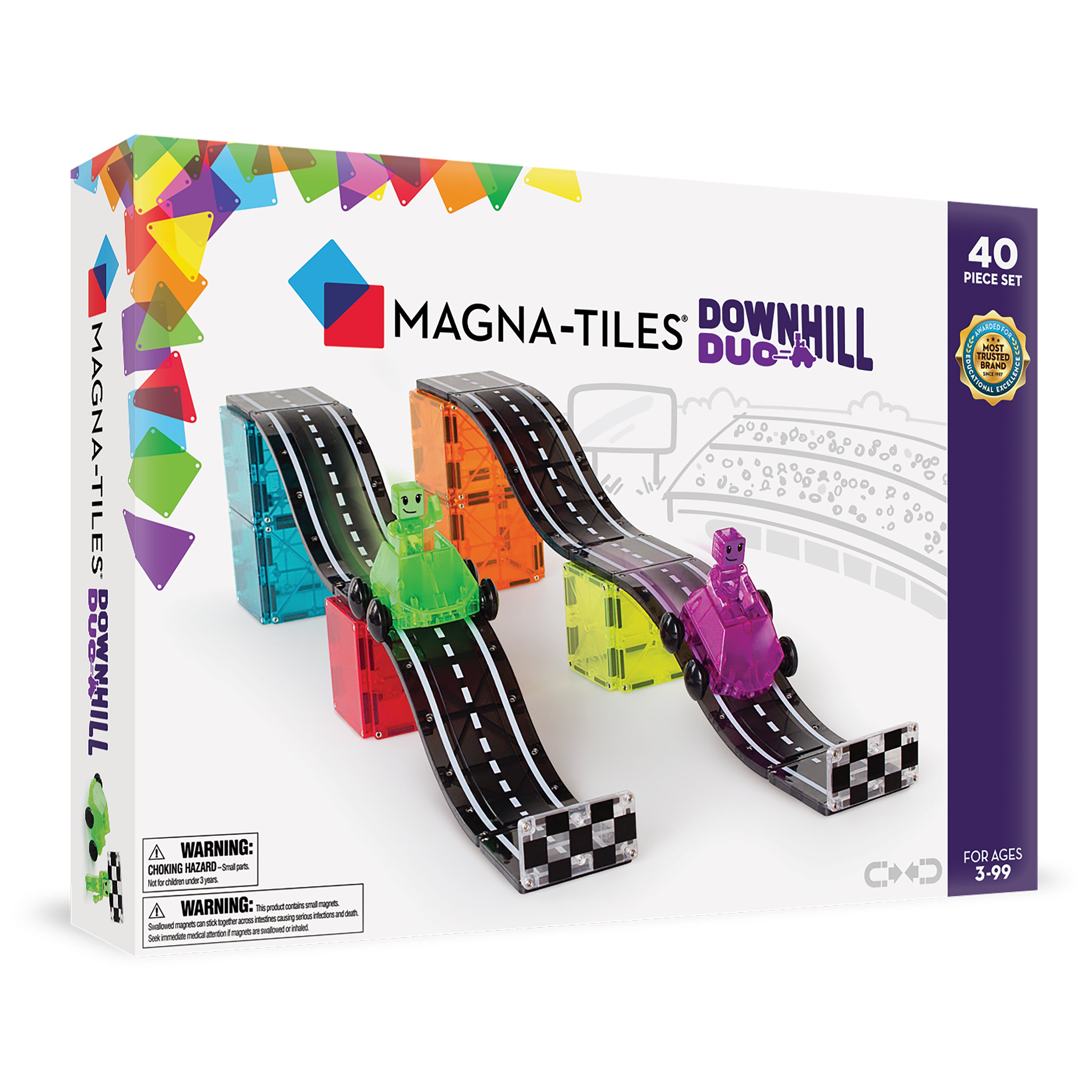 magna-tiles-downhill-duo-40-teiliges-rennbahn-magnetbauset image 1