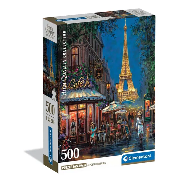 clementoni-night-at-the-eiffel-caf-puzzle-500-teile-49x36-cm image 1