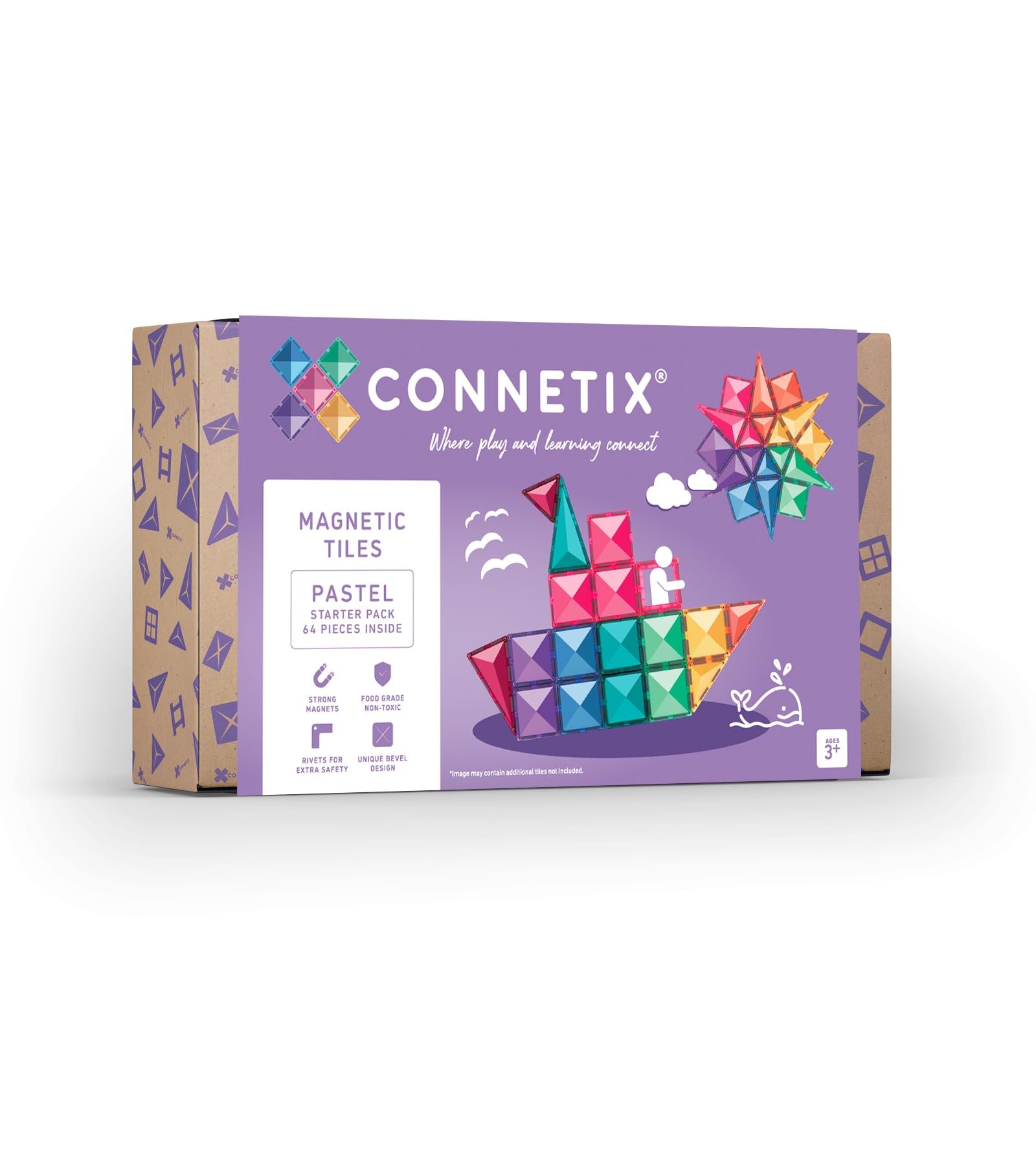 connetix-pastell-starterpaket-64-st-ck-magnetische-fliesen-magnetbausteine image 1