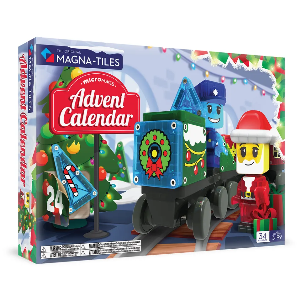 magna-tiles-micromags-adventskalender-34-teiliges-magnet-bauset-zug image 1