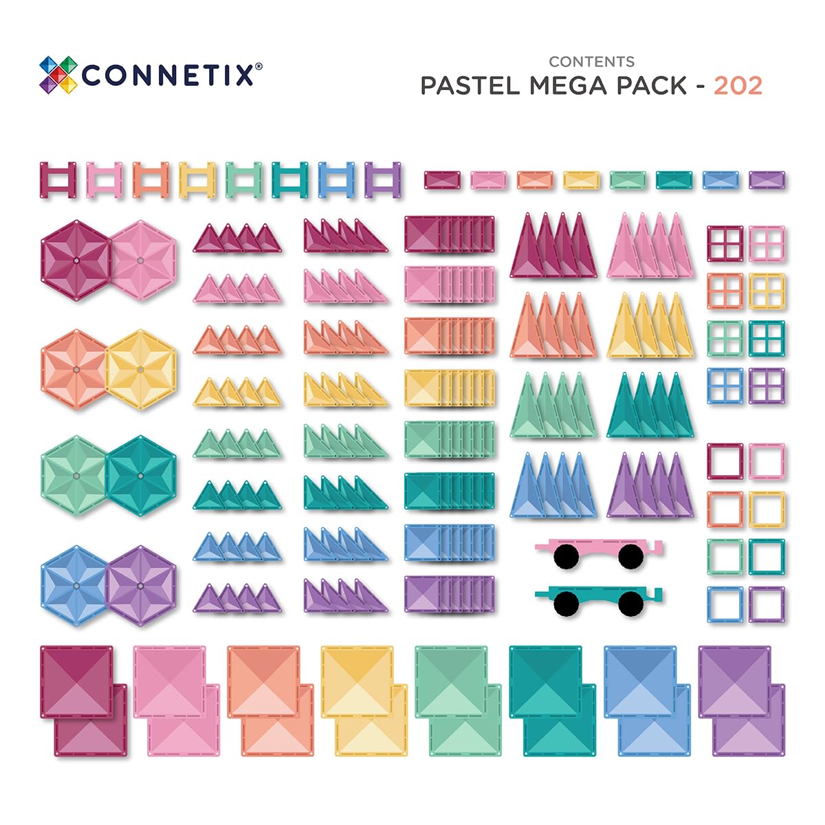 connetix-pastell-megapackung-202-st-ck-magnetbausteine-xxl-set-mit-auto-basen image 6