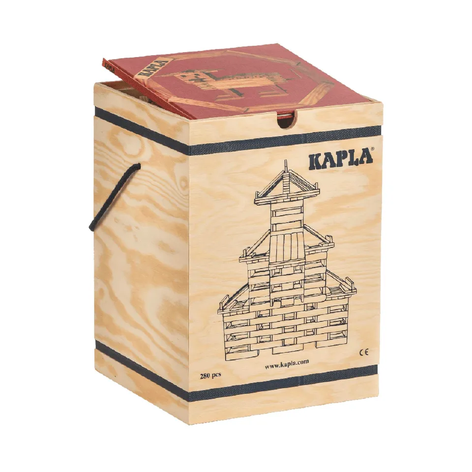 kapla-holzbaukasten-280-steine-in-holzkiste-mit-kunstbuch-natur image 1