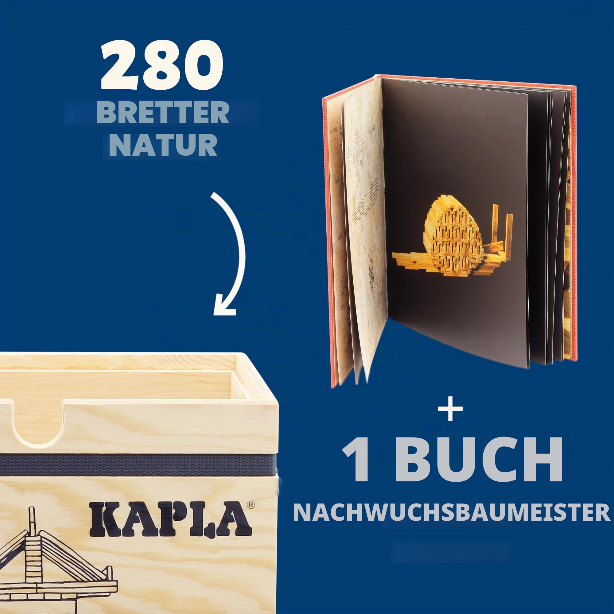 kapla-holzbaukasten-280-steine-in-holzkiste-mit-kunstbuch-natur image 5