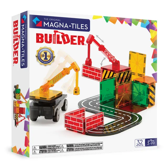 magna-tiles-builder-32-teiliges-magnet-bauset-mit-kran image 1