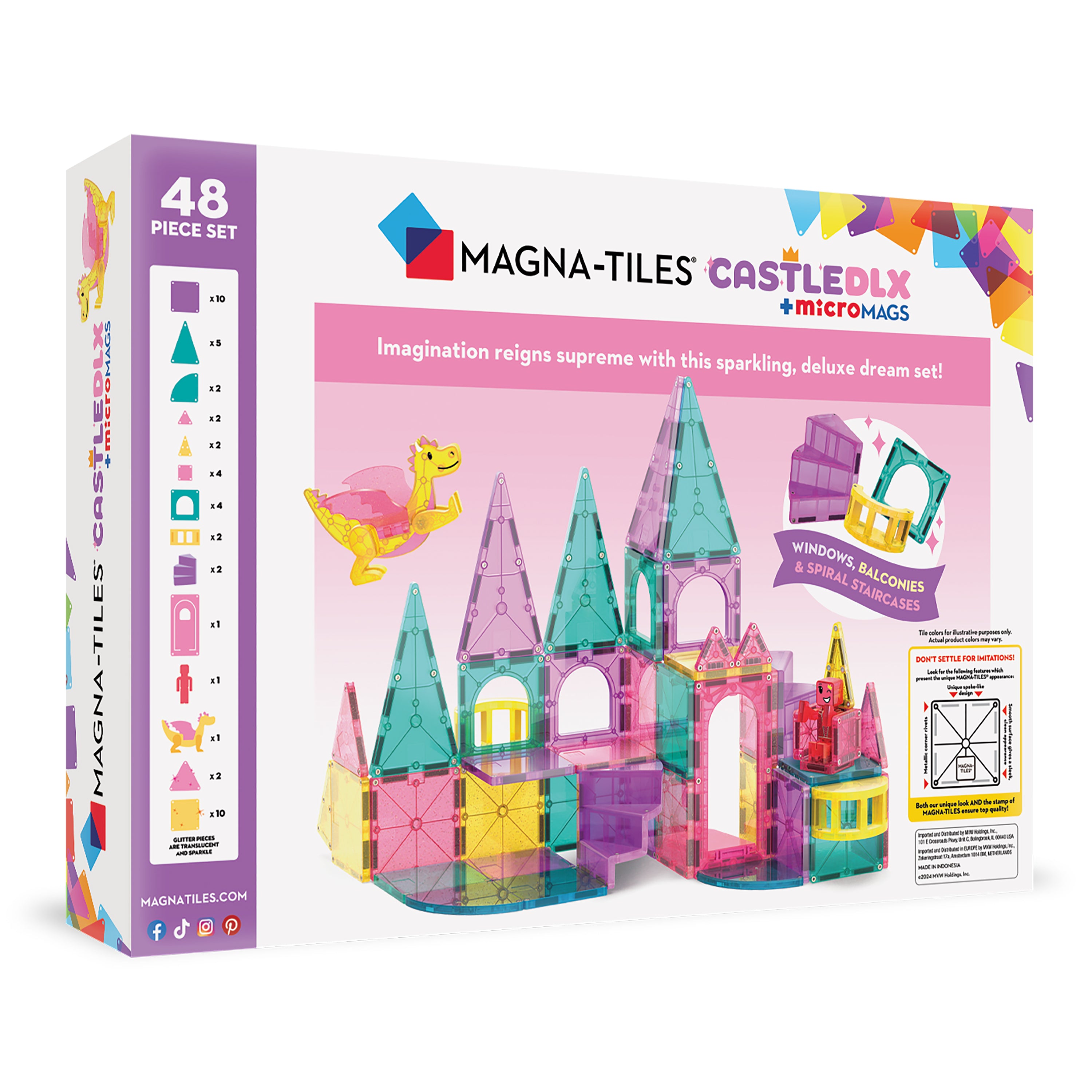 magna-tiles-castle-deluxe-48-teile-set-magnet-burgeset-mit-drache image 8