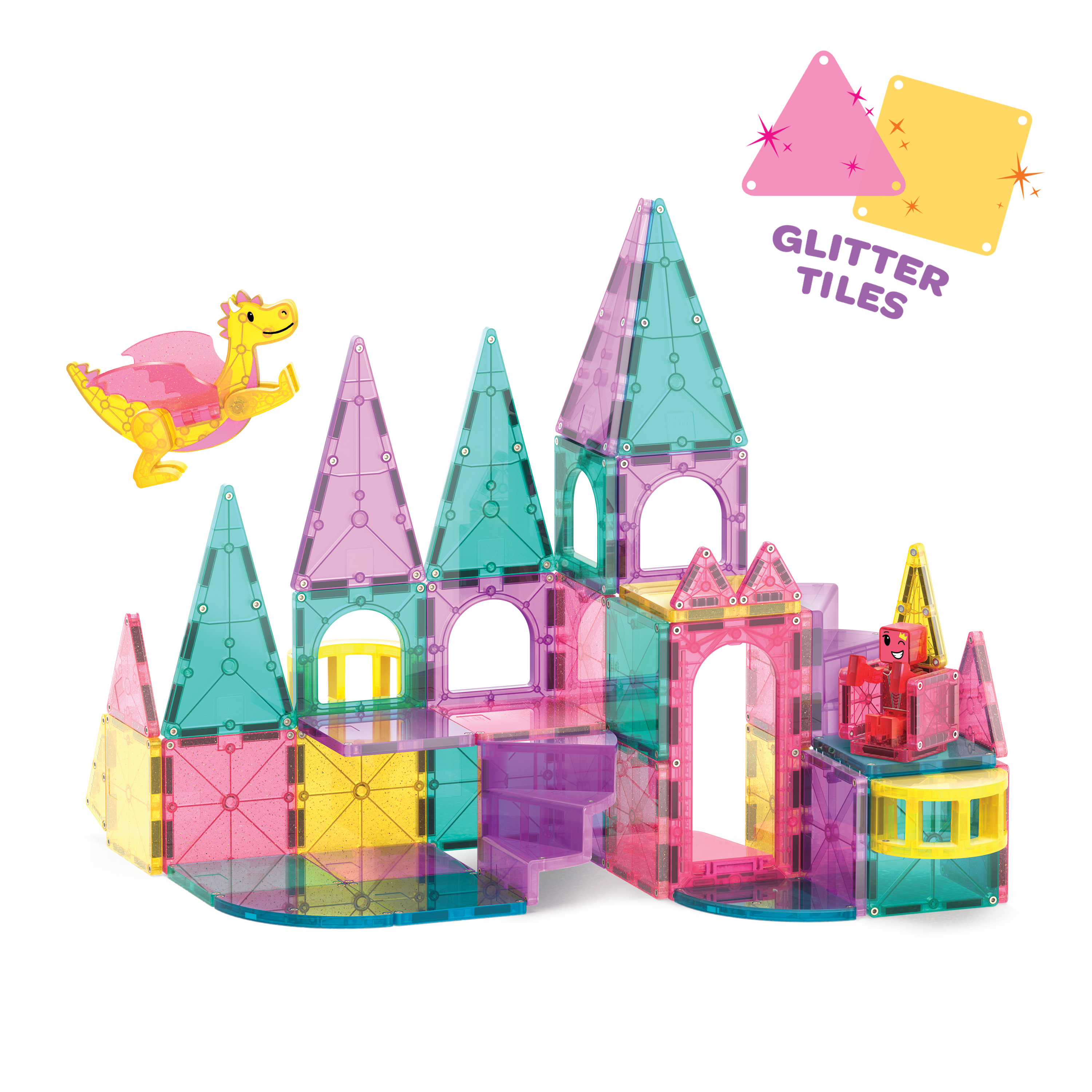magna-tiles-castle-deluxe-48-teile-set-magnet-burgeset-mit-drache image 5