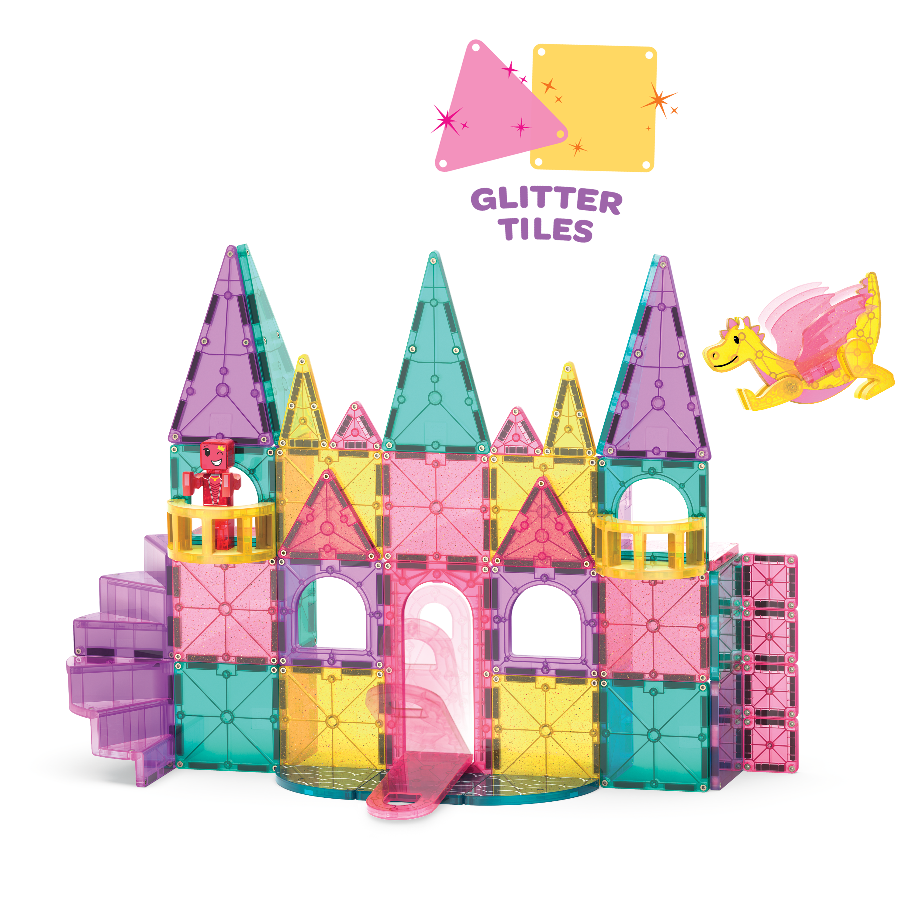 magna-tiles-castle-deluxe-48-teile-set-magnet-burgeset-mit-drache image 4
