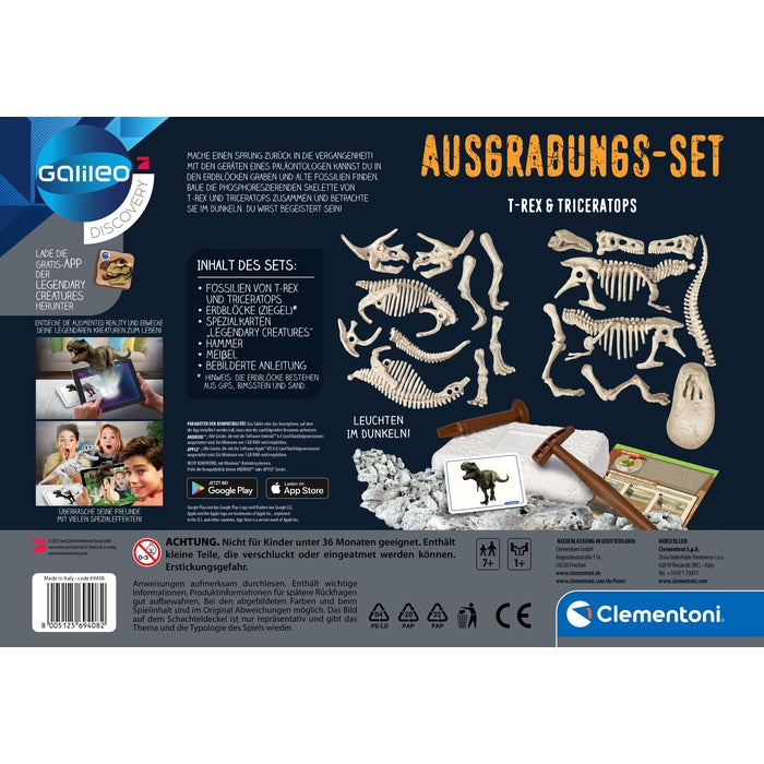 clementoni-ausgrabungs-set-t-rex-triceratops-2-leuchtende-dinosaurier-skelette-z image 5