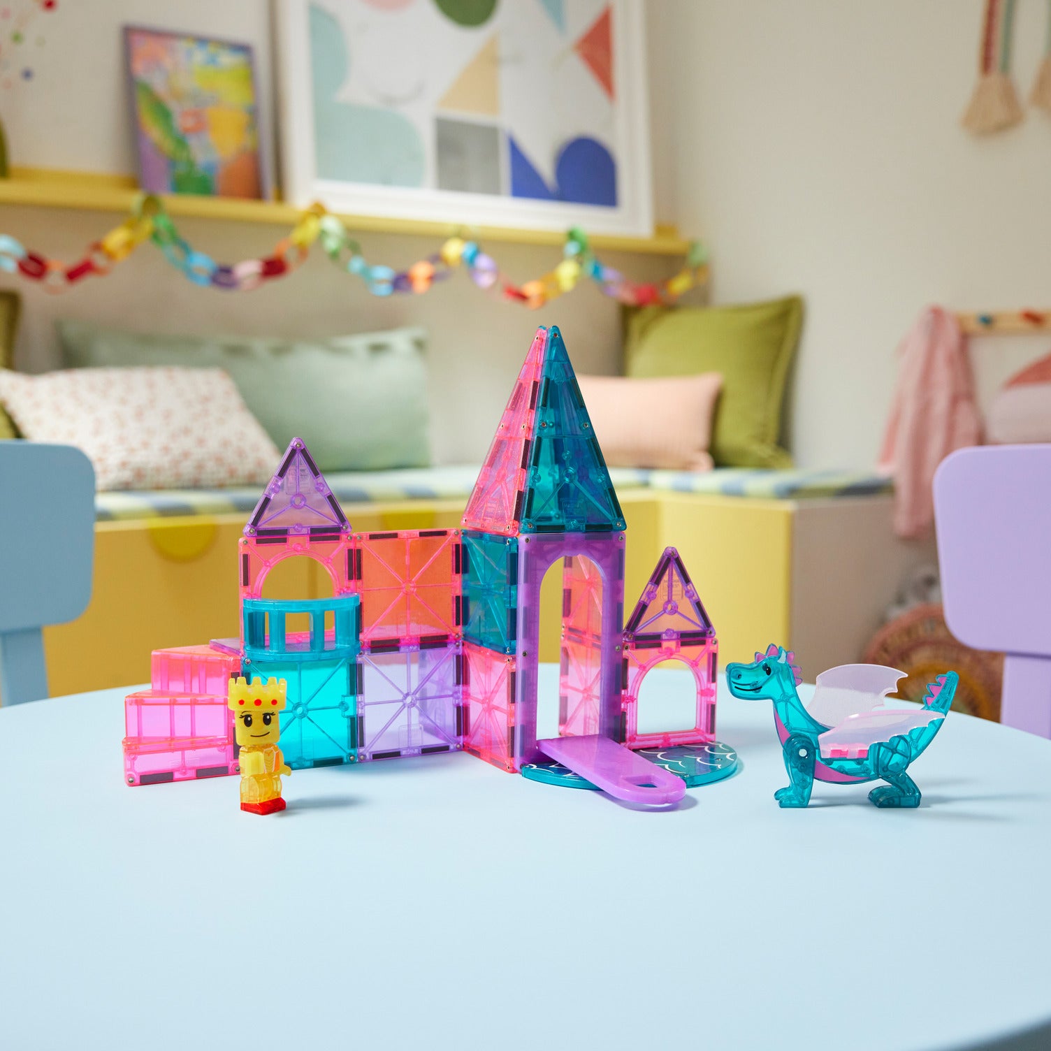 magna-tiles-castle-25-teiliges-magnet-bauset-mit-drache image 2